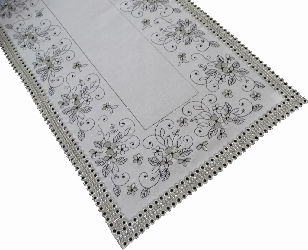 Mg Hímzett Feltét 501 Fehér Strassz 40x90cm