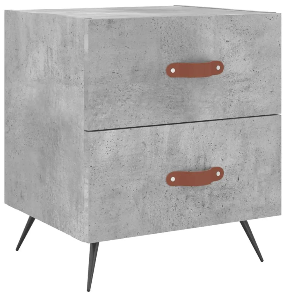 2 db betonszürke szerelt fa éjjeliszekrény 40 x 35 x 47,5 cm