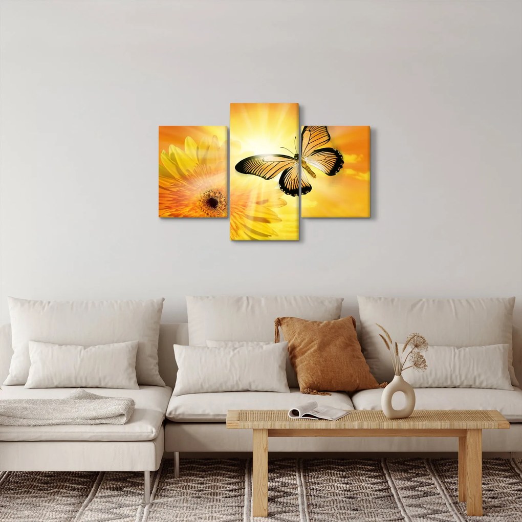 Kép - Sárga pillangó virággal (90x60 cm)
