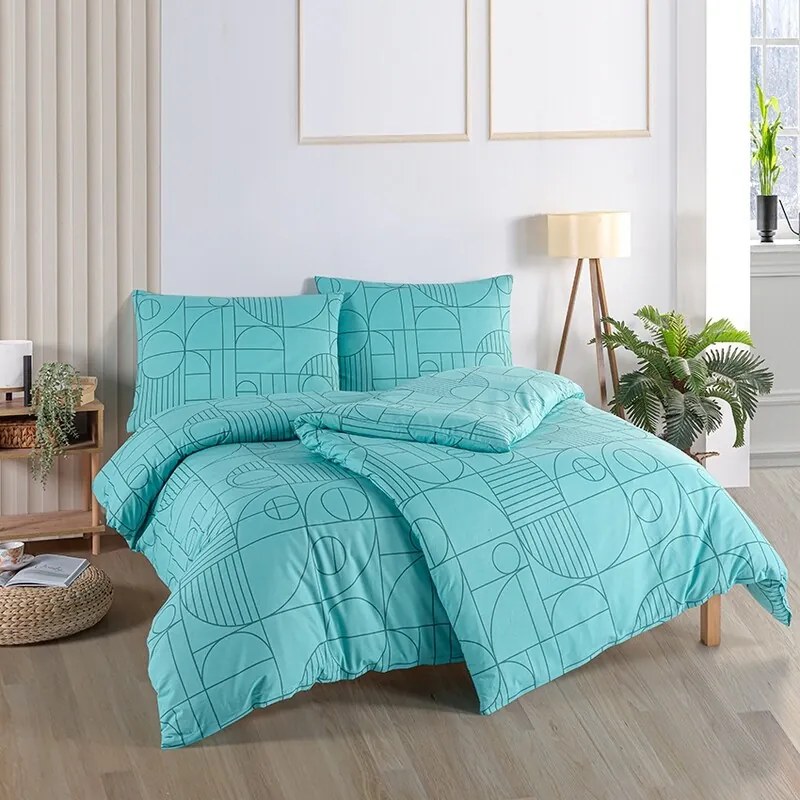 BedTex pamut ágynemő Geo Aquatic Awe, 220 x 200 cm, 2 db 70 x 90 cm, 220 x 200 cm, 2 db 70 x 90 cm
