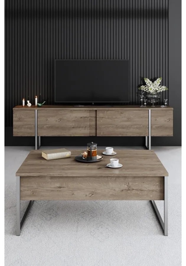 Dohányzóasztal Luxe - Walnut, Silver