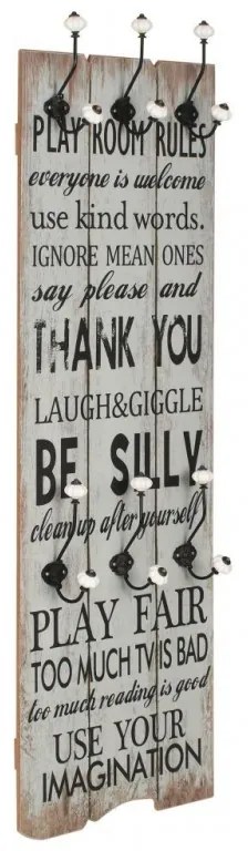 Falra szerelhető fogas 6 akasztóval 120 x 40 cm „THANK YOU”