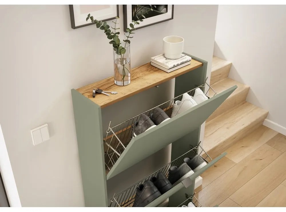 Natúr színű-szürkésbarna előszoba bútor 101x200x22 cm Ameca – Germania