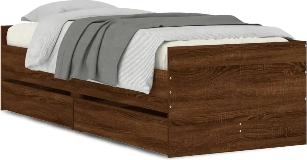 vidaXL barna sonoma-tölgy kisméretű egyszemélyes ágykeret 75 x 190 cm