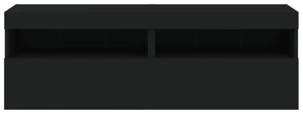 2 db fekete fali TV-szekrény LED-világítással 60x30x40 cm