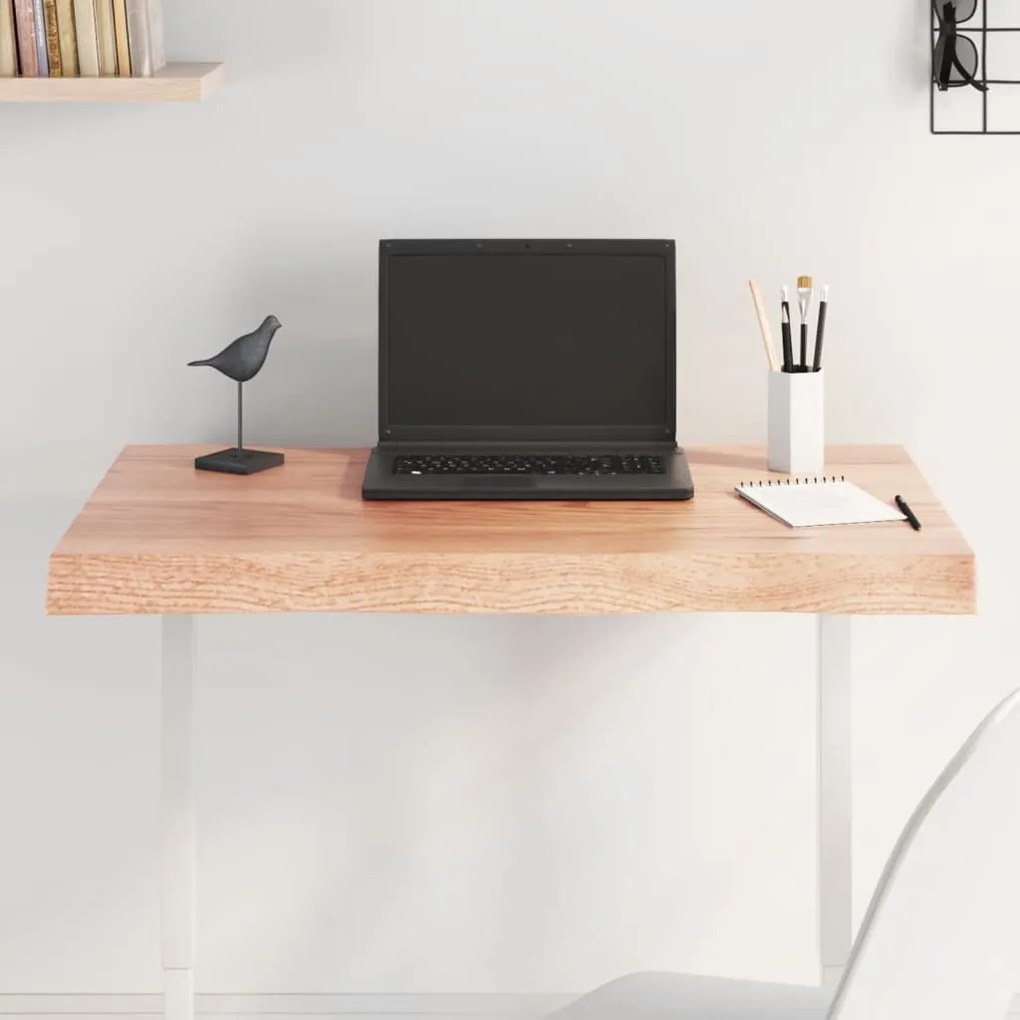 világosbarna asztallap 80x40x(2-6) cm kezelt tömör élőszegélyes