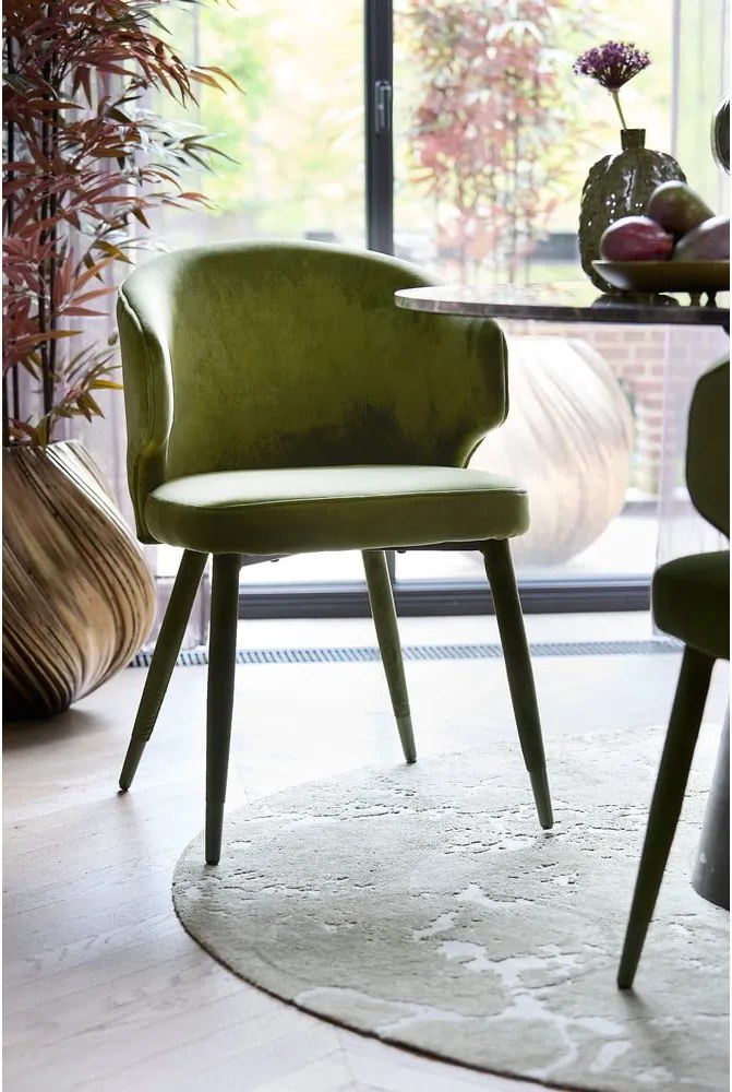 Zöld kárpitozott étkezőfotel szett 2 db-os Kosaka – Light &amp; Living