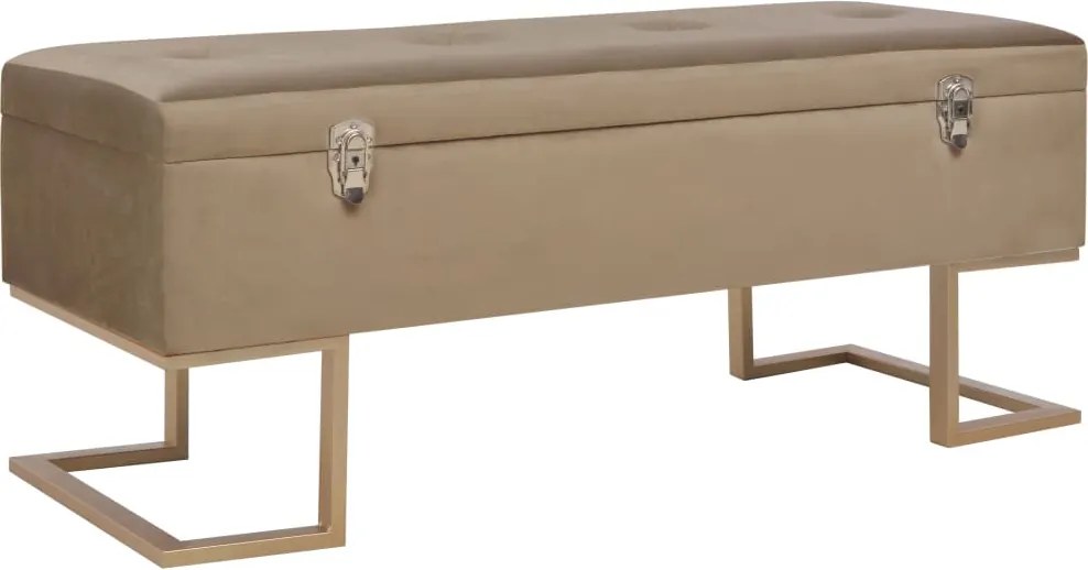 vidaXL bézs bársonypad tárolórekesszel 105 cm