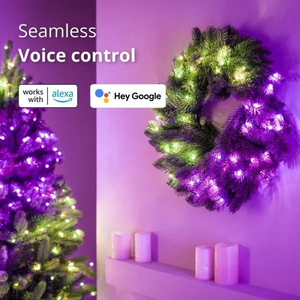 Twinkly GD20P4425P00 - RGB LED karácsonyi koszorú 50 LED, 60 cm, Wi-Fi, dimmer