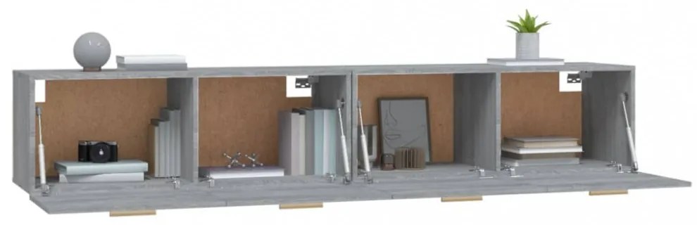 2 db szürke sonoma színű szerelt fa faliszekrény 100x36,5x35 cm