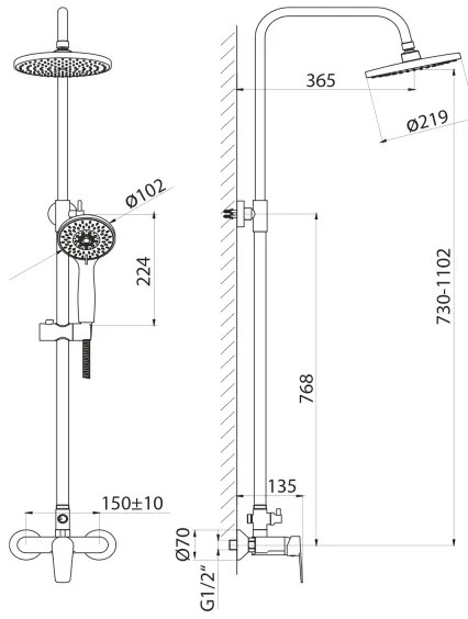 Aqualine - Zuhany készlet LOTTA fényezett króm