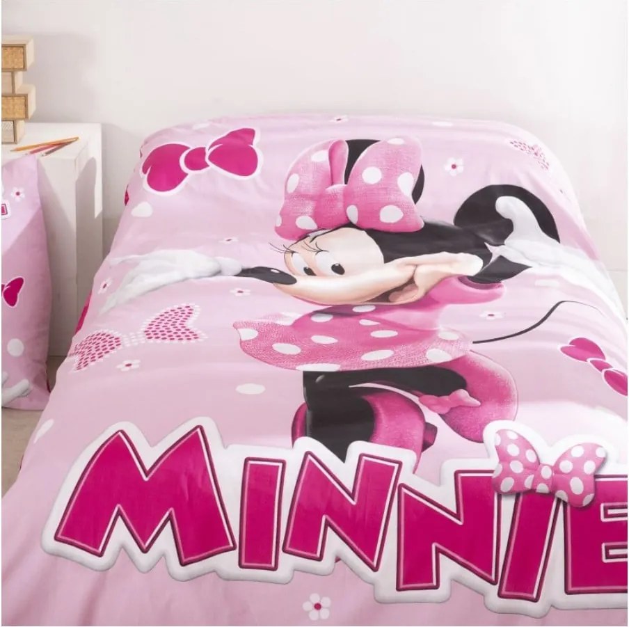 Disney Minnie Pink Polka Bow ágyneműhuzat 140×200cm, 65x65 cm