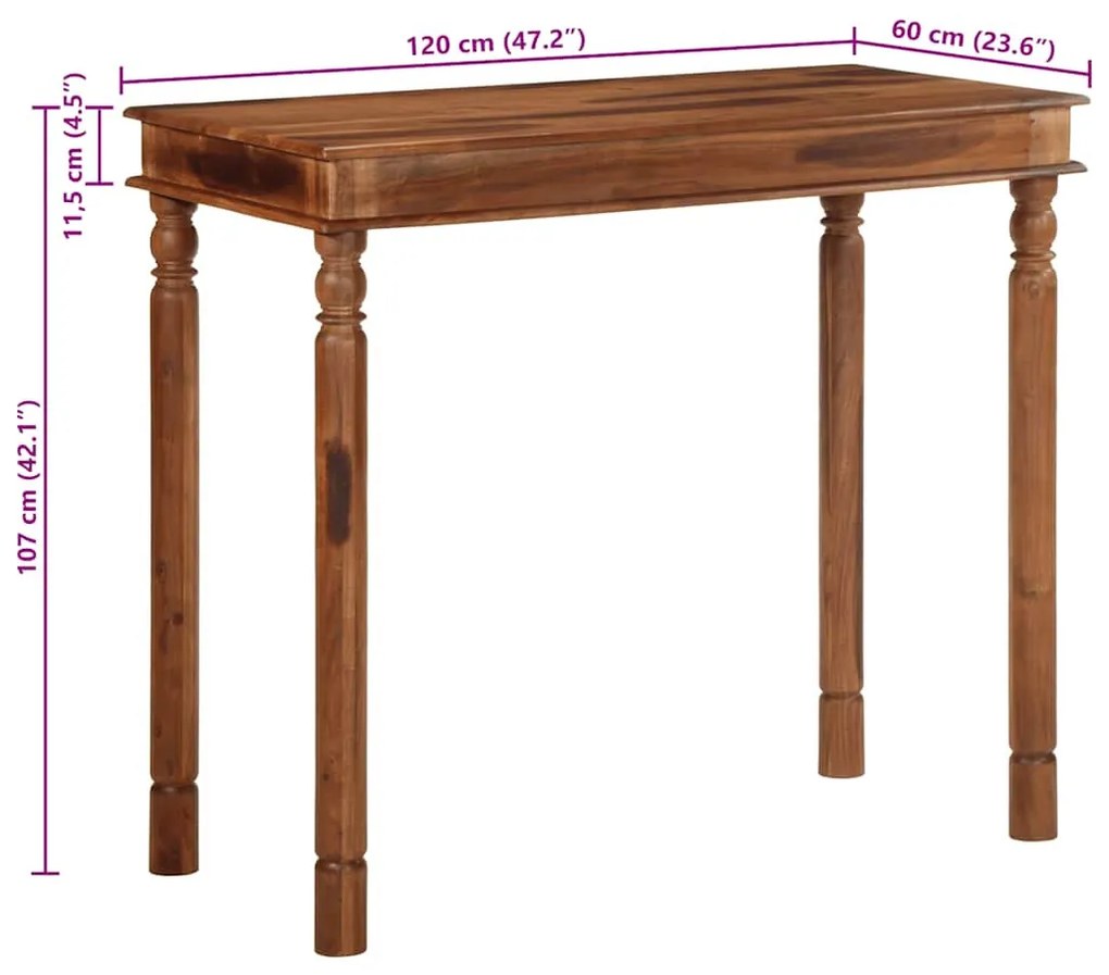 vidaXL bárasztal 120x60x107 cm tömör fa akácfa