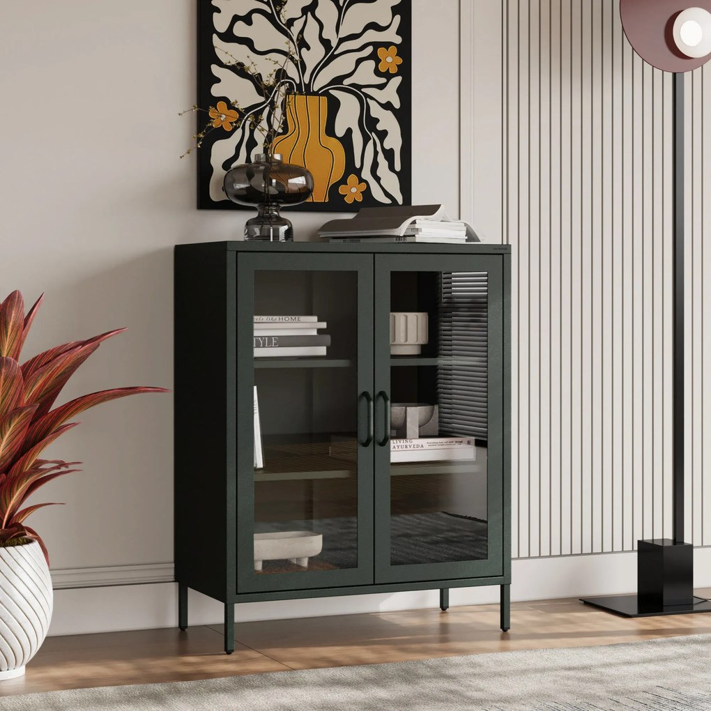 Vitrin GINA, 800 x 1015 x 400 mm, Modern: palack zöld