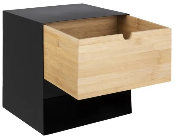 Fekete/bambusz BEKIM éjjeli szekrény, falra szerelhető opciónál