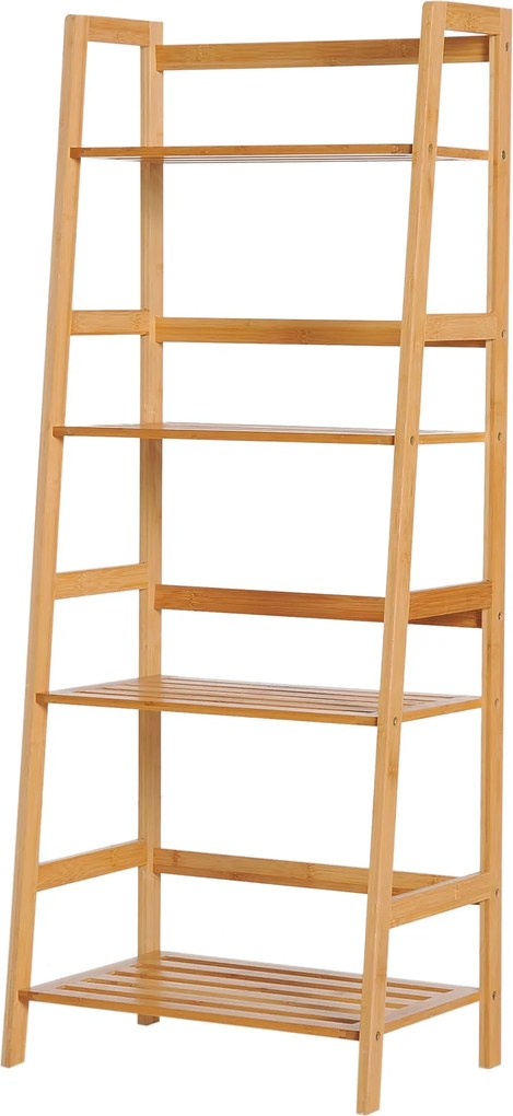 HOMCOM 4 Tiers Bambusz Tárolópolc - Nyitott Polcokkal, Élőszoba, Hálószoba, Iroda, Természetes | Aosom