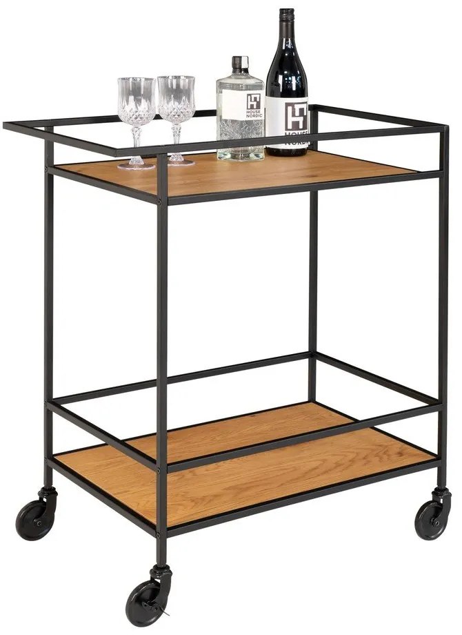 Vita zsúrkocsi fekete acél konstrukcióval és 2 tölgyfa dekoros lappal - House Nordic