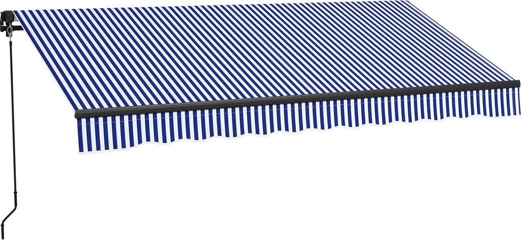 Outsunny Kihúzható Kézi Napernyő 3 x 2.5 m Balkon Napernyő Állítható Dőlésszögű Kézi Mechanizmus Alumínium FOGA Poliészter UV-védelem Kék és Fehér | A
