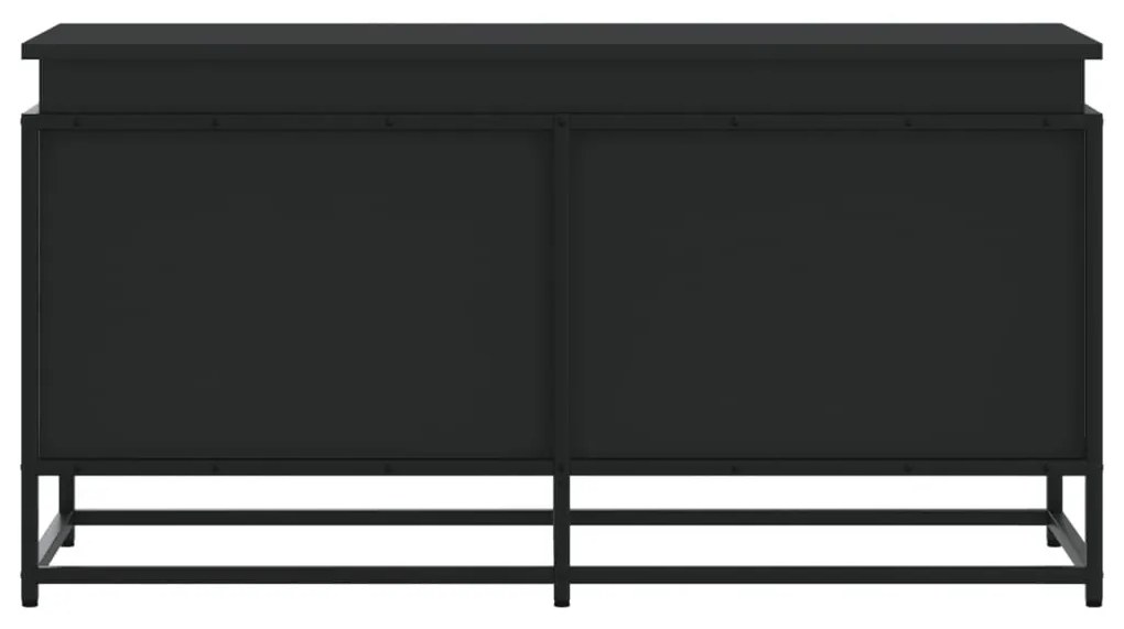 fekete szerelt fa tárolóláda fedéllel 100 x 40 x 51,5 cm