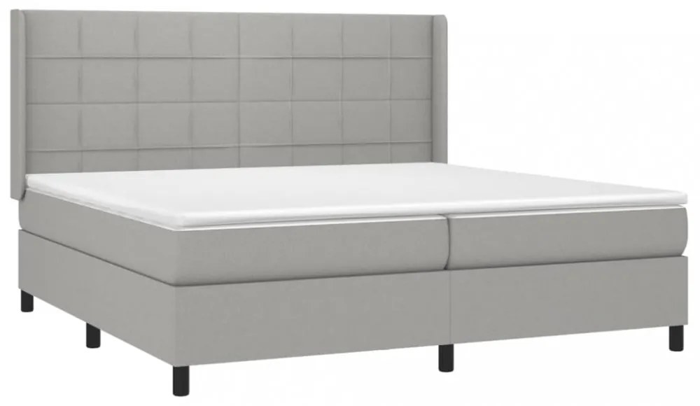 világosszürke szövet rugós és LED-es ágy matraccal 200x200 cm