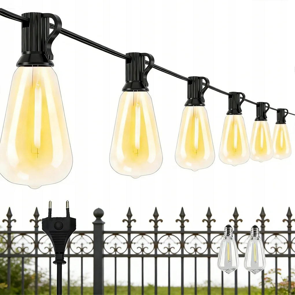Kerti Fényfüzér Kültéri Izzó 25+2 Led Kerti Lámpa