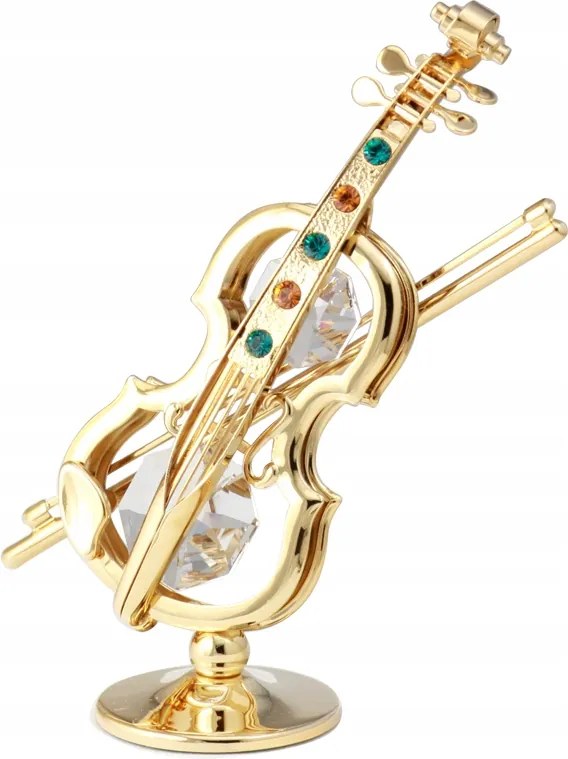 Fém figura arany hegedű strassz swarovski 9 cm ajándék