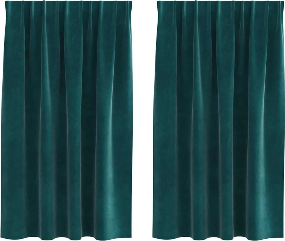 vidaXL Sötétítő függönyök 2 pcs Sötétzöld 140 x 140 cm Bársony