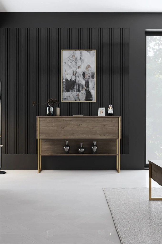 Komód Luxe - Gold, Walnut