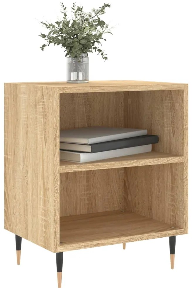 2 db sonoma tölgy színű szerelt fa éjjeliszekrény 40x30x50 cm