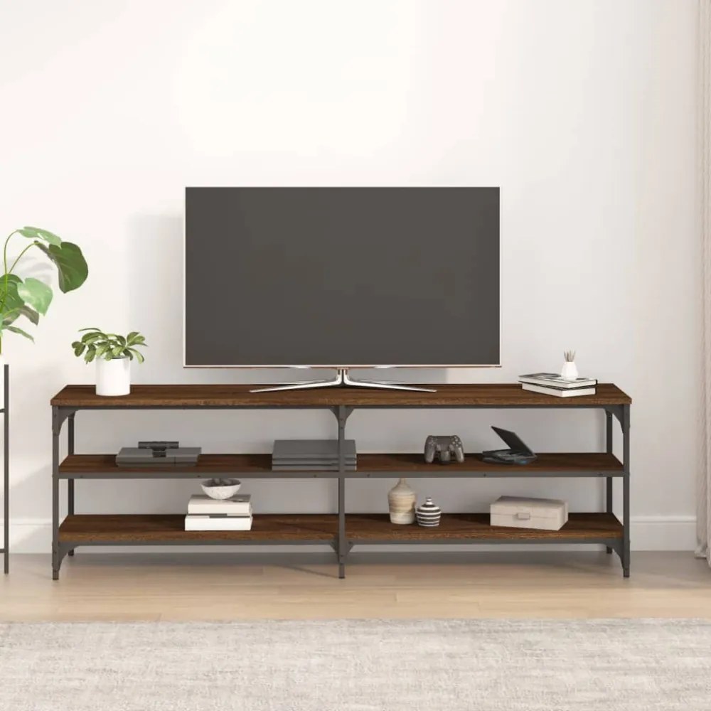 barna tölgy színű szerelt fa TV-szekrény 160 x 30 x 50 cm