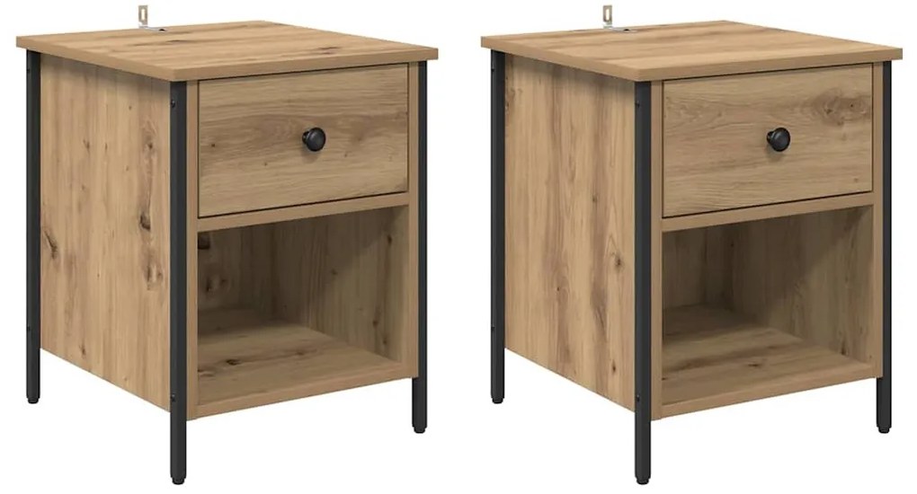 Éjjeliszekrény 2 pcs kézműves tölgy 40 x 42 x 50 cm Faanyag