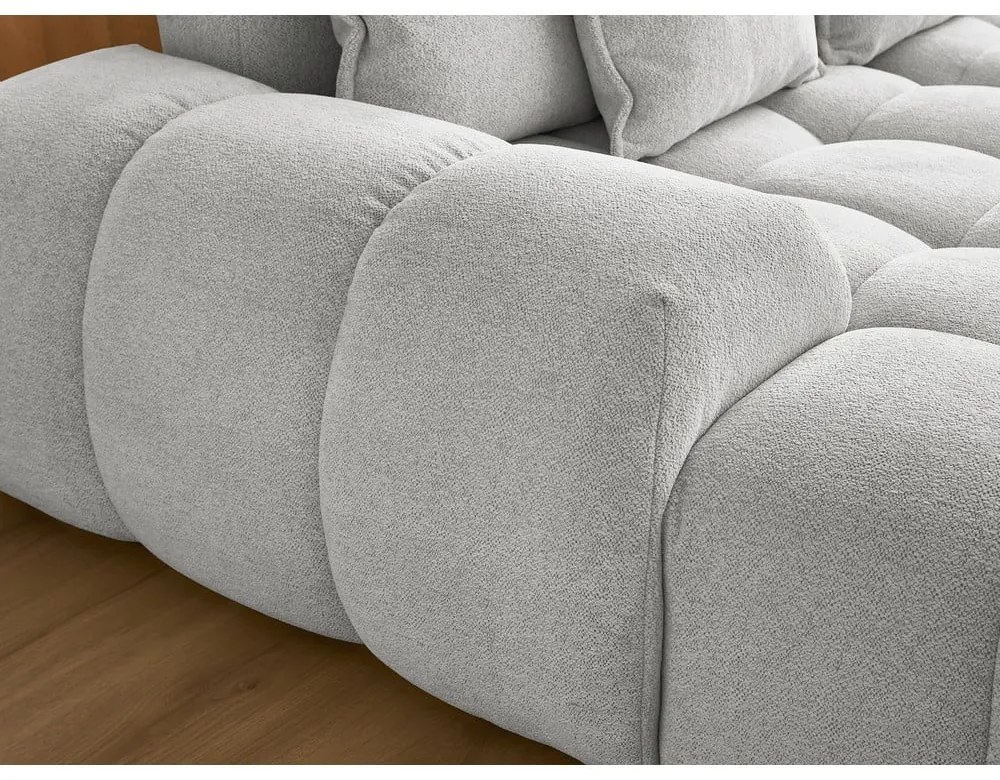 Világosszürke zsenília kinyitható-tárolóhelyes sarokkanapé (jobb oldali-U alakú) Everest – Bobochic Paris