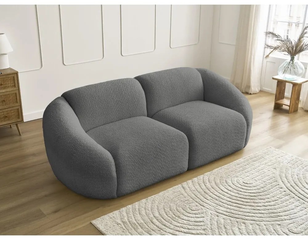 Szürke buklé kanapé 230 cm Tina – Bobochic Paris