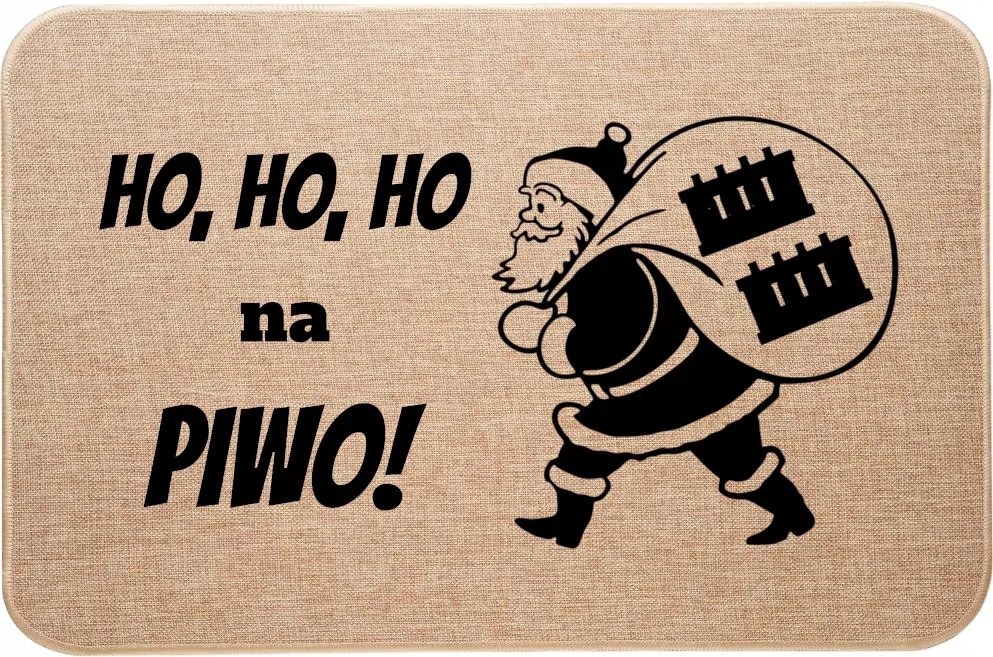 Lábtörlő Bejárati lenvászon Karácsonyi vicces Mikulás Ho Ho Ho Sör