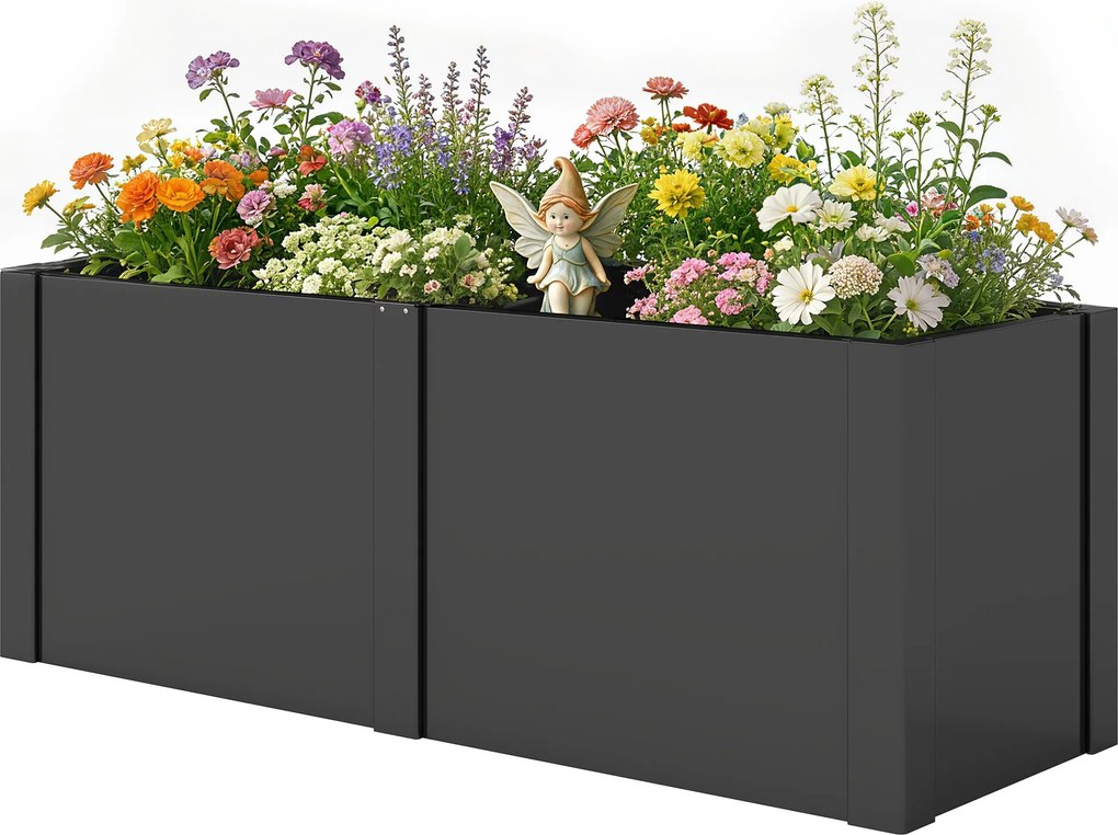 Outsunny fém emelt kerti ágyás 150 x 53 x 55 cm — horganyzott, UV-álló, nyitott aljú, elválasztóval | Aosom