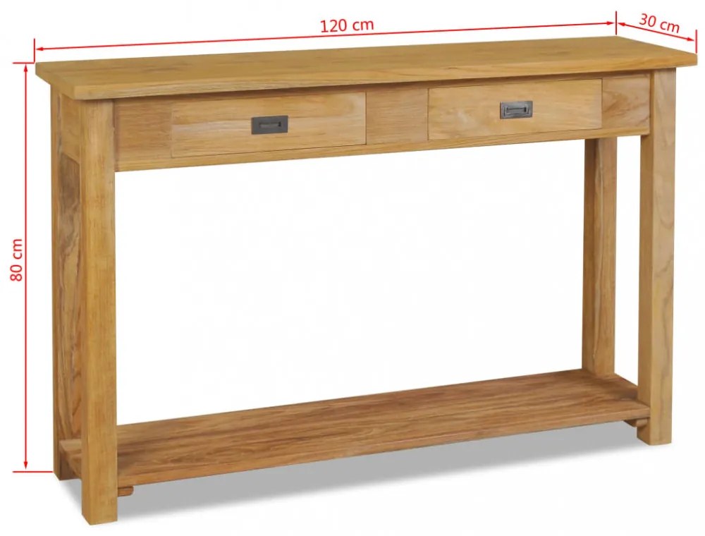 tömör tíkfa konzolasztal 120 x 30 x 80 cm