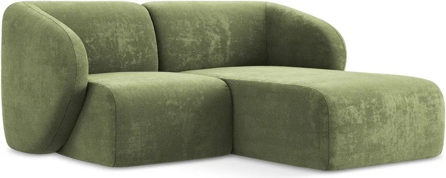 Zöld zsenília sarokkanapé (jobb oldali-heverő résszel) Lani – Makamii