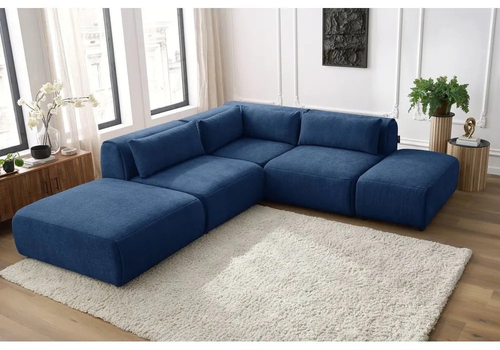 Sötétkék sarokkanapé (variálható) Jeanne – Bobochic Paris