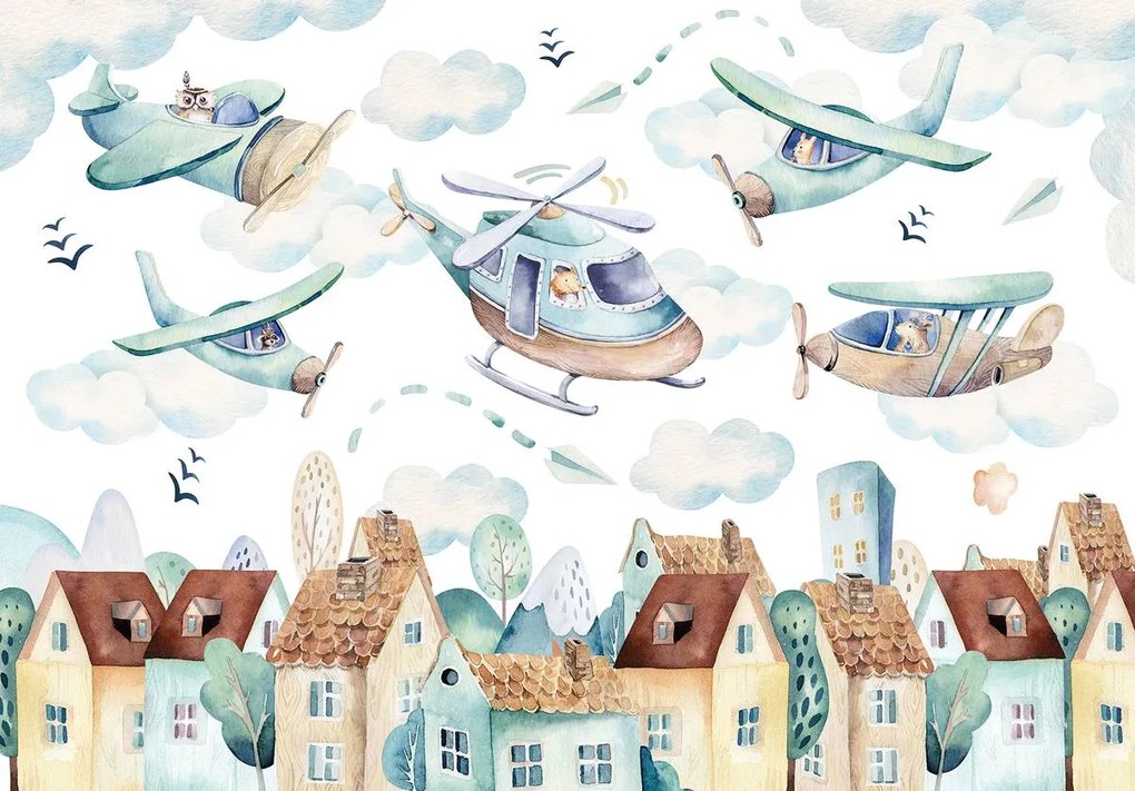 Fotótapéta - Repülőgép és helikopter (152,5x104 cm)