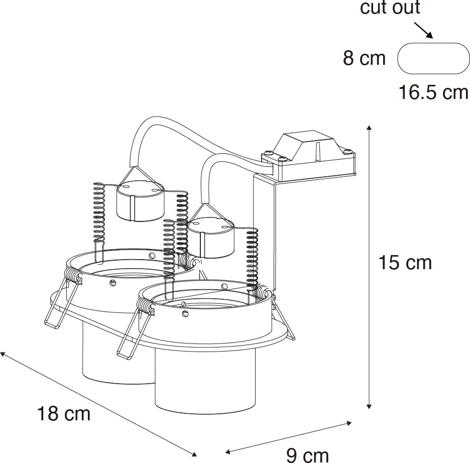 Lekerekített beépíthető spotlámpa fehér GU10 50mm 2-fényforrású - Installa