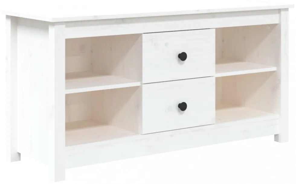 fehér tömör fenyőfa TV-szekrény 103 x 36,5 x 52 cm