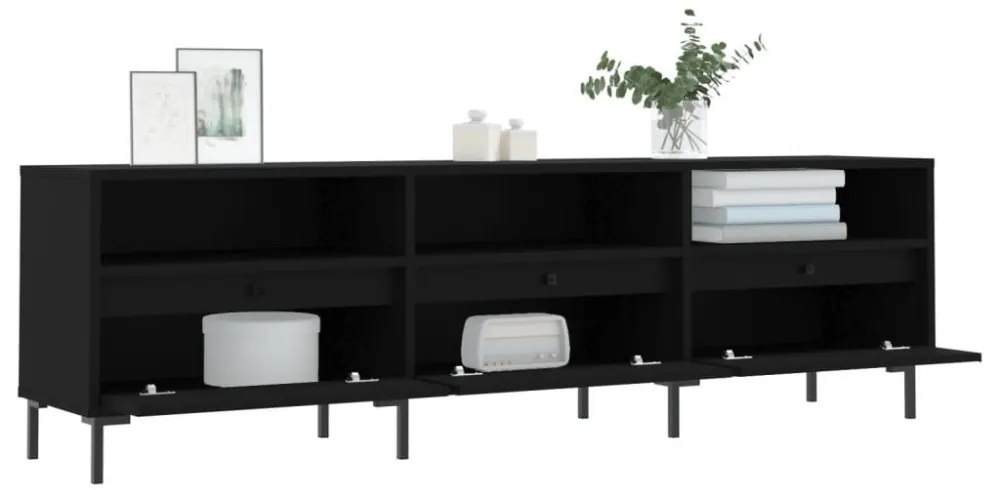 fekete szerelt fa TV-szekrény 150 x 30 x 44,5 cm