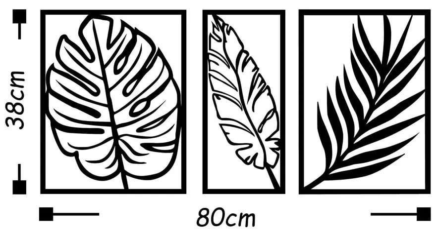 Fém fali dekoráció 80x38 cm Leaf – Wallity