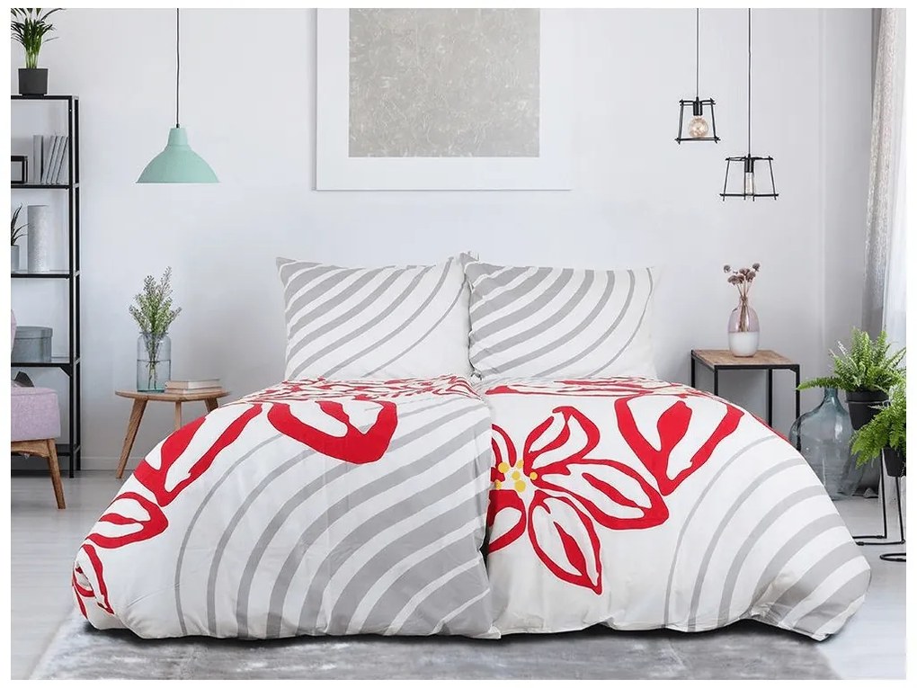 Pamut ágyneműhuzat FLOERIC világosszürke Ágyneműhuzat mérete: 70 x 90 cm | 140 x 200 cm