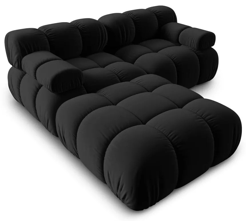 Fekete bársony sarokkanapé Bellis – Micadoni Home