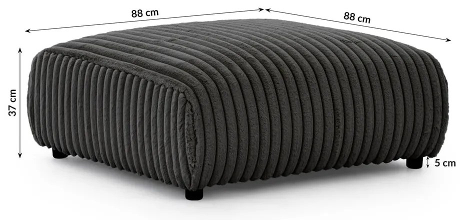 Sötétszürke kordbársony lábtartó Justin – Ropez