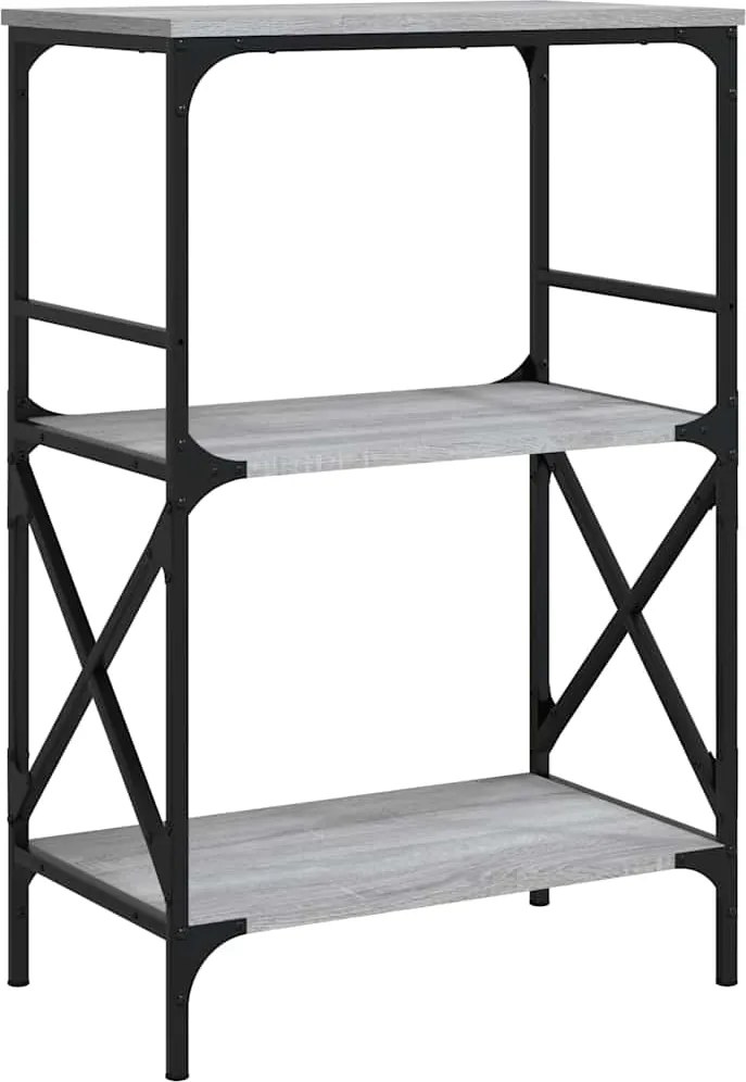 vidaXL 3 szintes szürke sonoma szerelt fa könyvespolc 56x35x90,5 cm