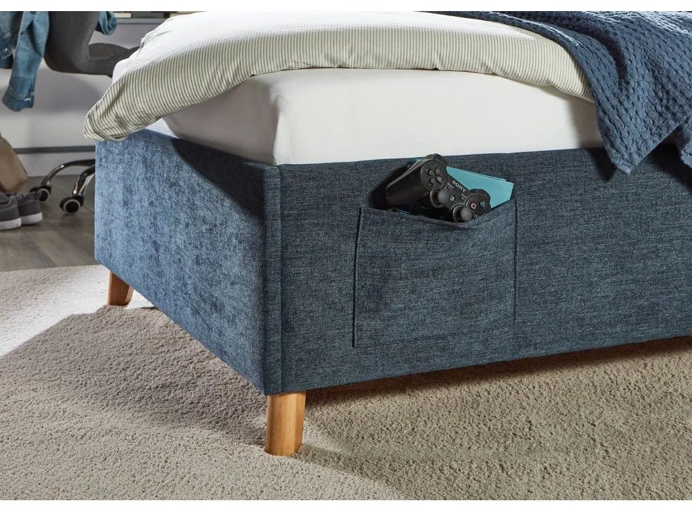 Sötétkék kárpitozott gyerekágy ágyrács nélkül 90x200 cm Fun – Meise Möbel