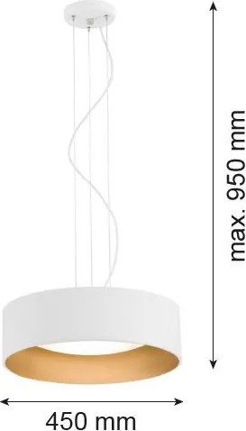 ARGON 1213 MOHITO Ernyős Függesztett Lámpa Fehér, Arany E27 IP20