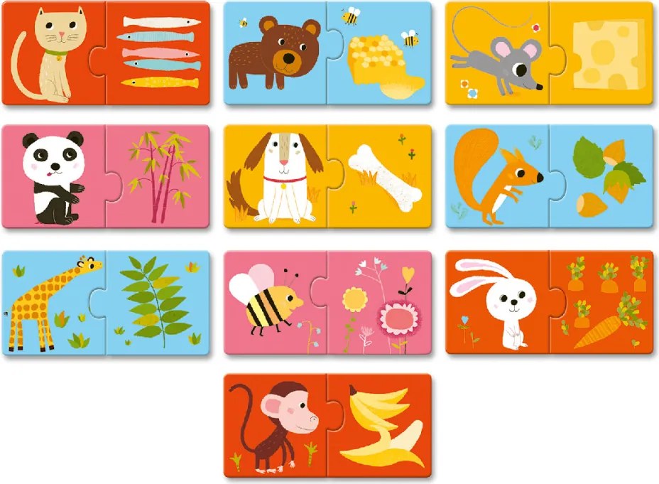 Párosító puzzle - Ki mit eszik?, 20 db-os - Dinner's ready!